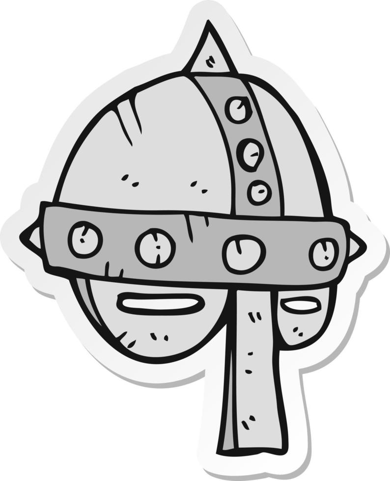 sticker van een cartoon middeleeuwse helm vector