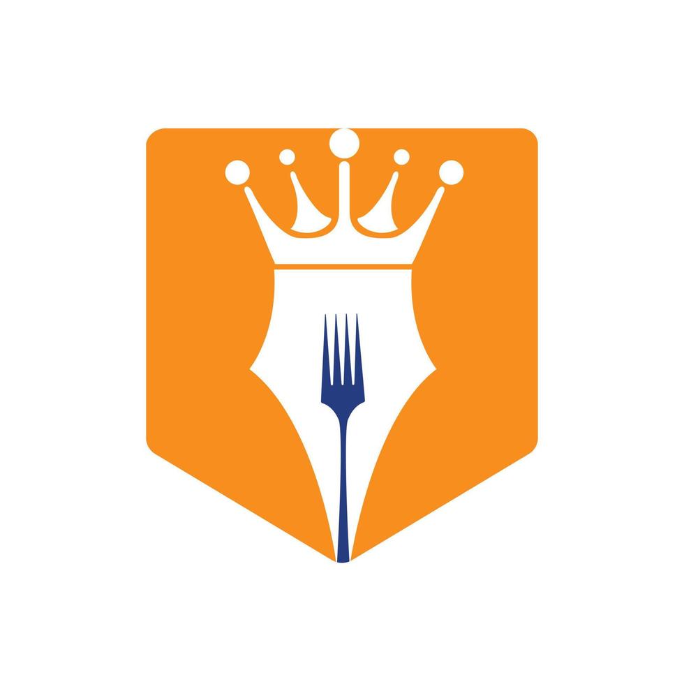 pen met kroon en vork logo vector ontwerp.