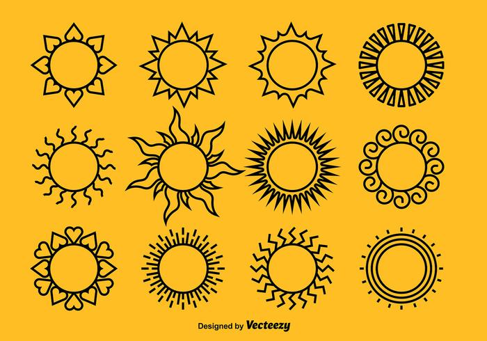 Zwarte Zonnen Pictogramvectoren vector