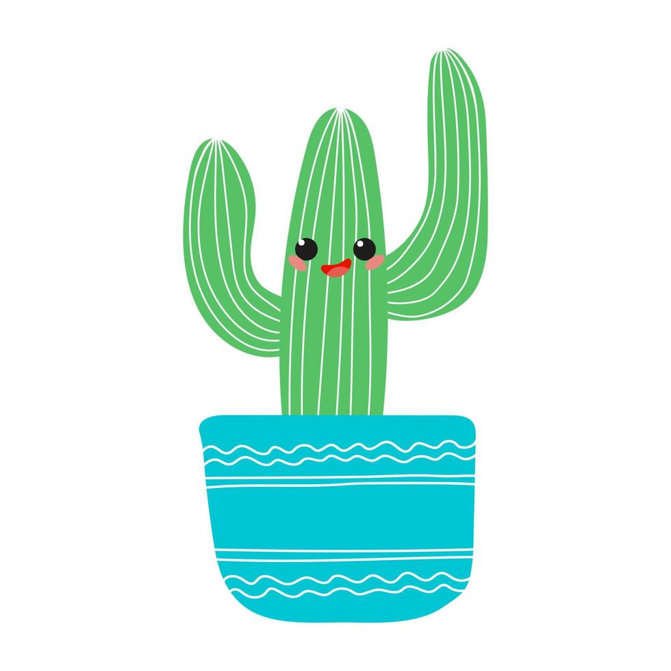 hand- getrokken cactussen set. schattig sappig karakter . vector vlak illustratie