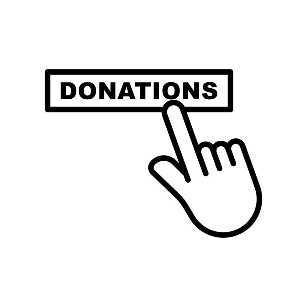 hand- tintje icoon met donaties tekst. icoon verwant naar liefdadigheid, Internationale dag van liefdadigheid. lijn icoon stijl. gemakkelijk ontwerp bewerkbare vector
