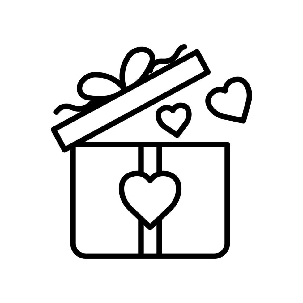 Open geschenk doos icoon . icoon verwant naar affectie, liefde, liefdadigheid. lijn icoon stijl. gemakkelijk ontwerp bewerkbare vector