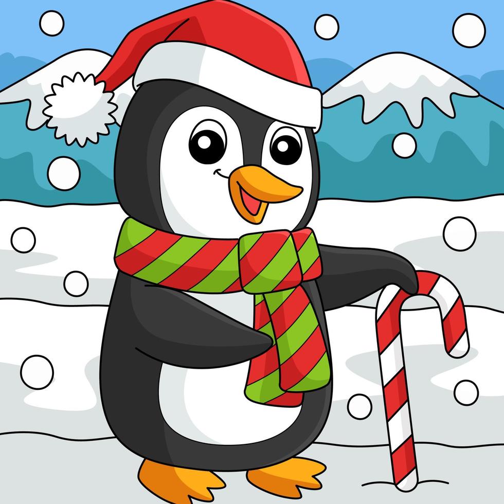 Kerstmis de kerstman pinguïn gekleurde tekenfilm vector