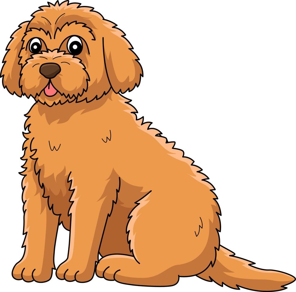 goldendoodle hond tekenfilm gekleurde clip art vector