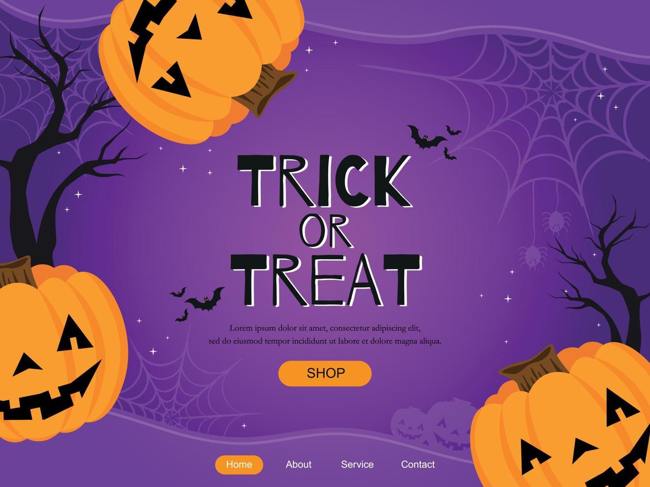 trick or treat-ontwerp van bestemmingspagina's vector