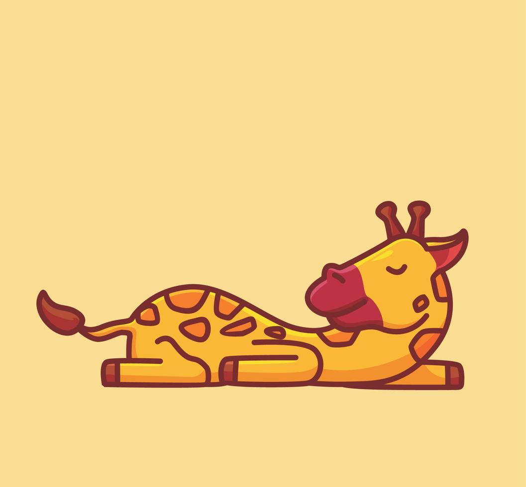 schattig giraffe slapen Aan de grond. tekenfilm dier natuur concept geïsoleerd illustratie. vlak stijl geschikt voor sticker icoon ontwerp premie logo vector. mascotte karakter vector