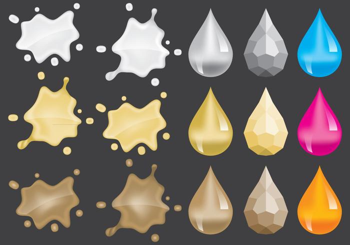 Metalen Splats en Gem Vectors