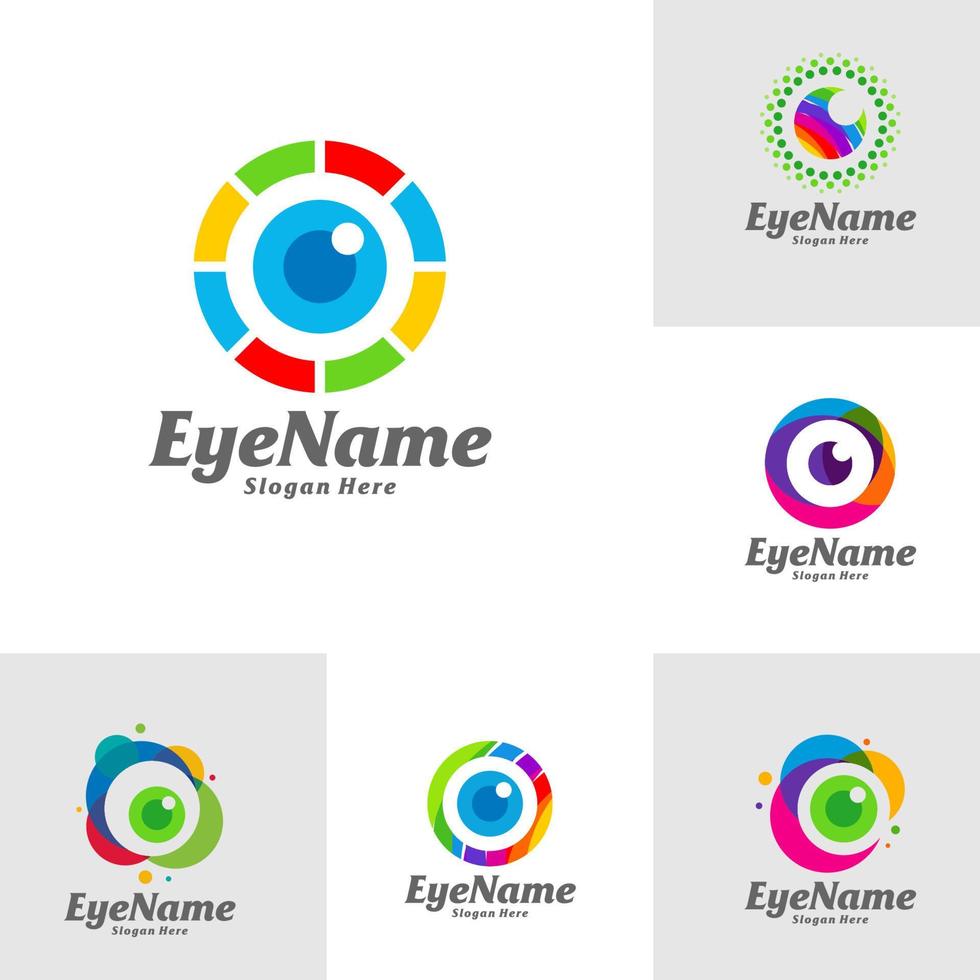 reeks van kleur oog logo ontwerp sjabloon. oog kleur logo concept vector. creatief icoon symbool vector