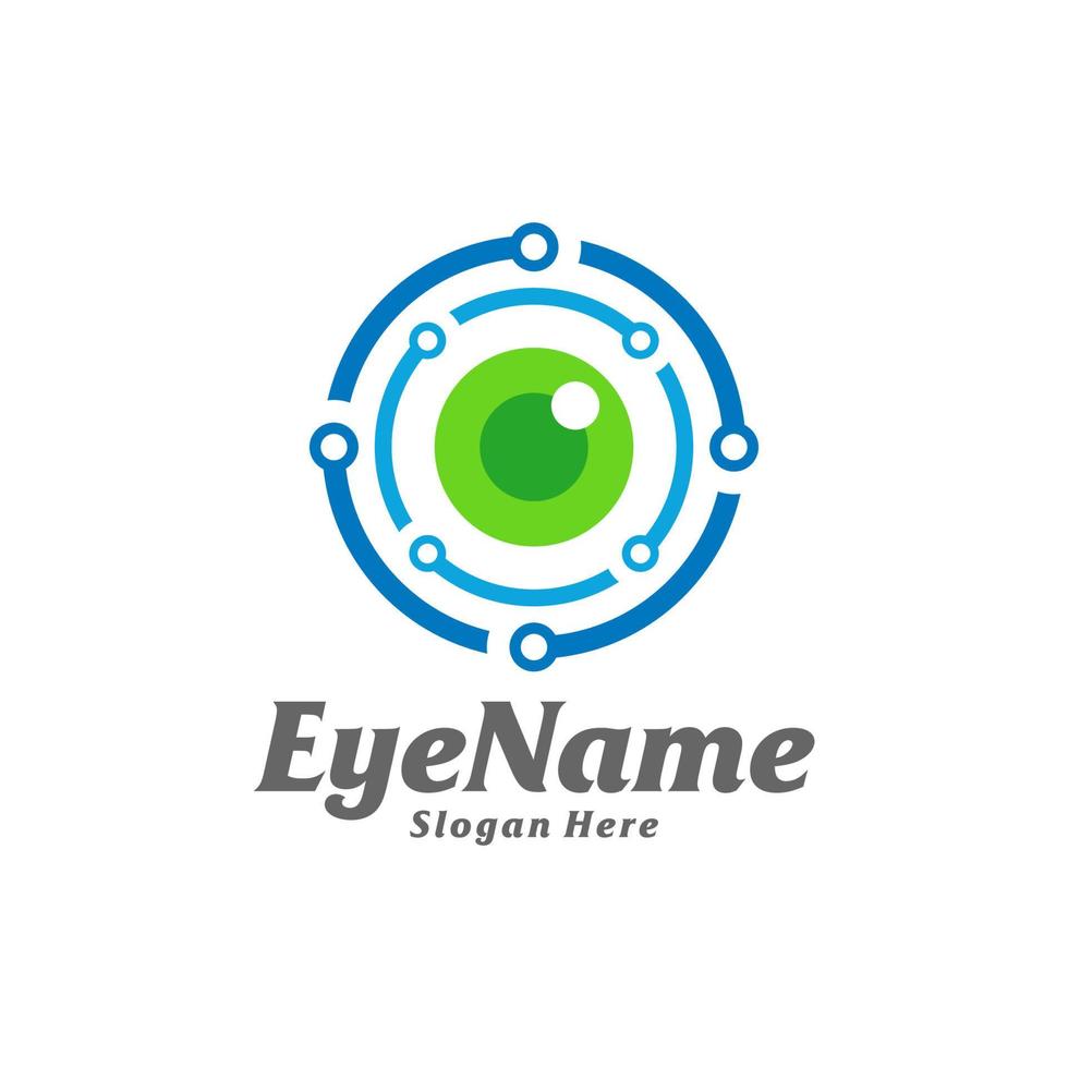 tech oog logo ontwerp sjabloon. oog tech logo concept vector. creatief icoon symbool vector