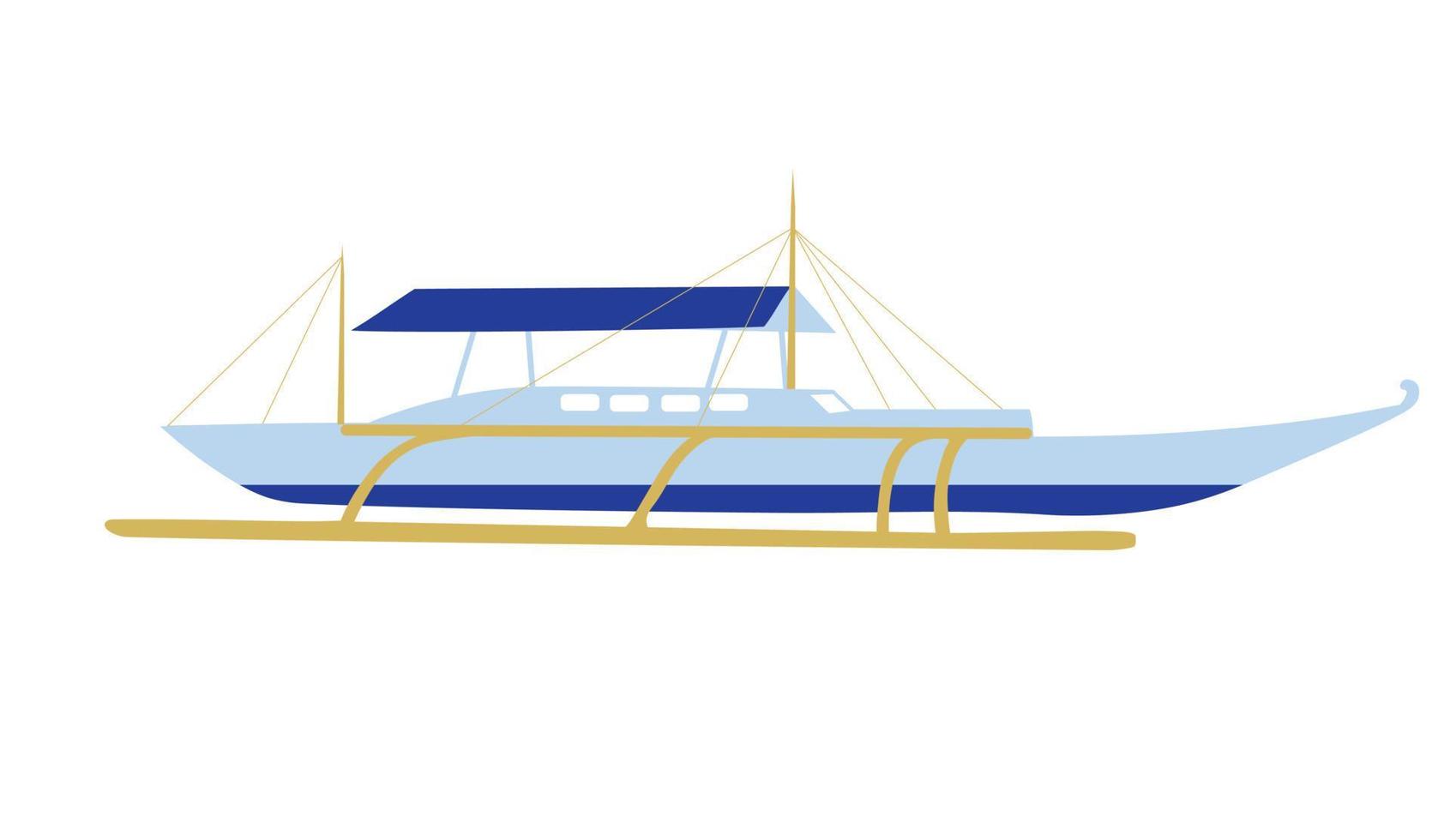 blauw boot zeilboot. traditioneel toerist boot. zee vervoer. Filippijnen. vector