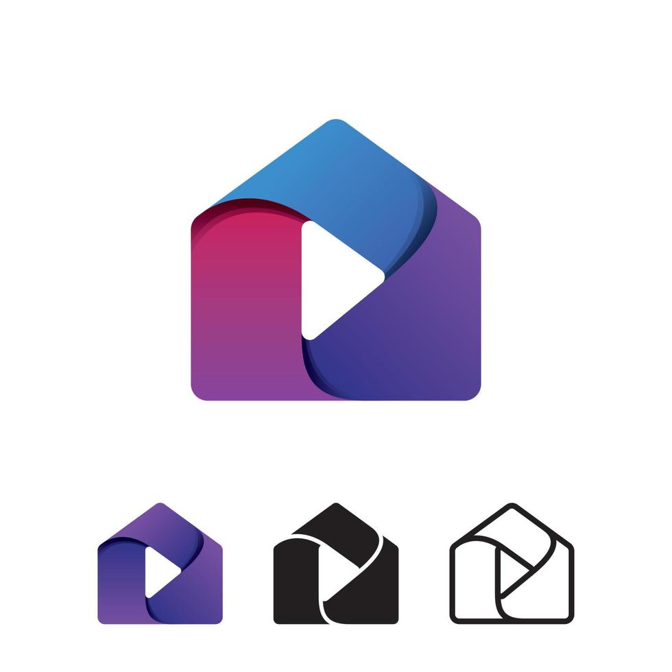 huis of huis Speel knop kleurrijk logo ontwerp vector