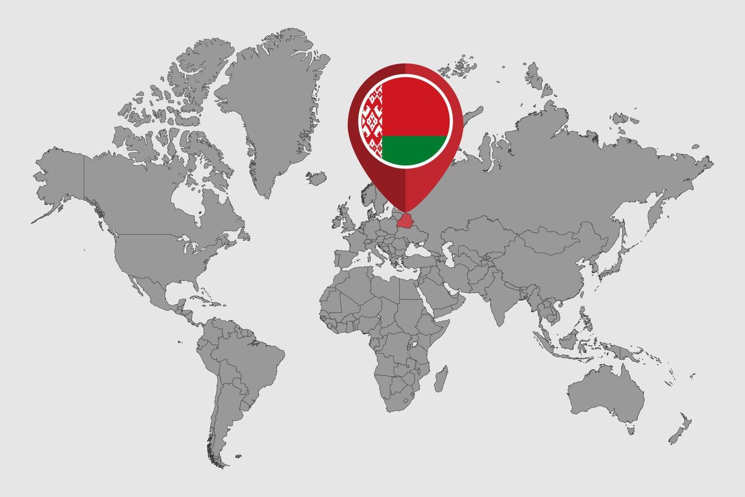speldkaart met de vlag van Wit-Rusland op de wereldkaart. vectorillustratie. vector