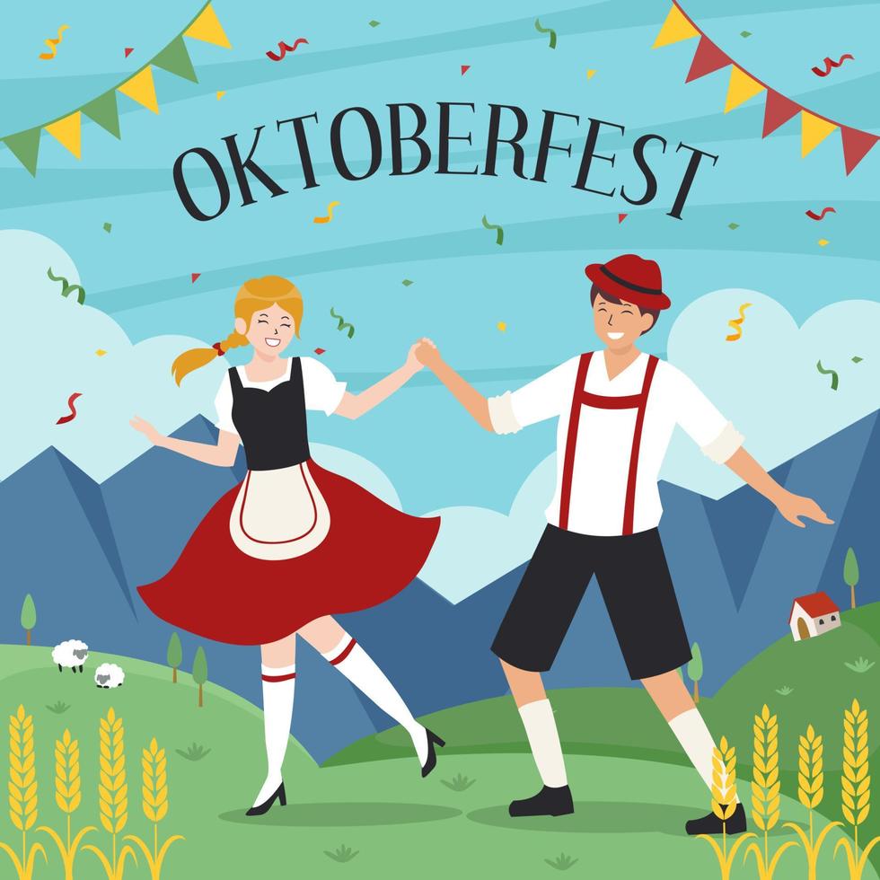 dansen vieren Oktoberfest vector