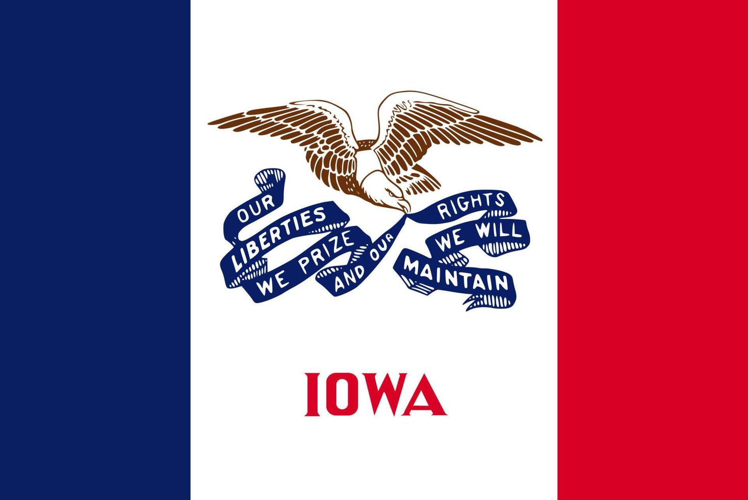Iowa staat vlag. vector illustratie.