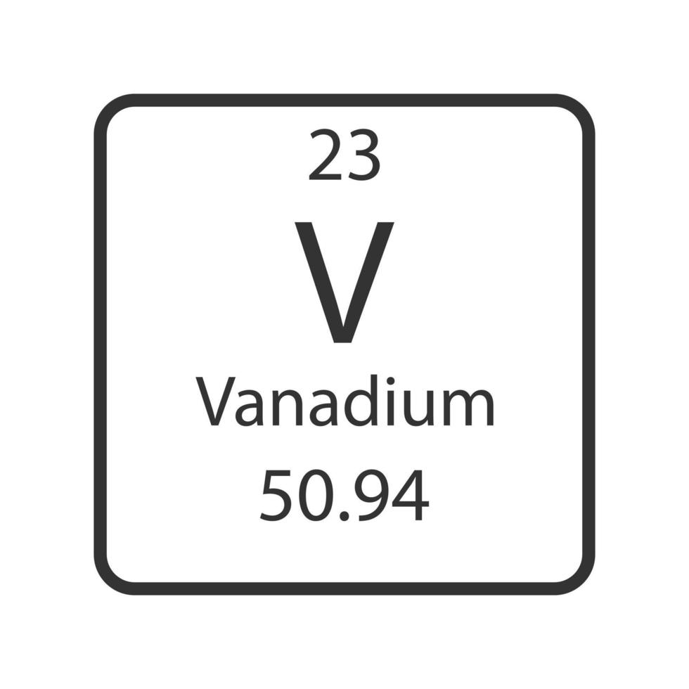 vanadium symbool. scheikundig element van het periodiek systeem. vectorillustratie. vector