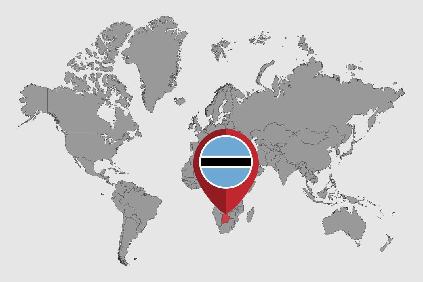 speldkaart met de vlag van Botswana op wereldkaart. vectorillustratie. vector