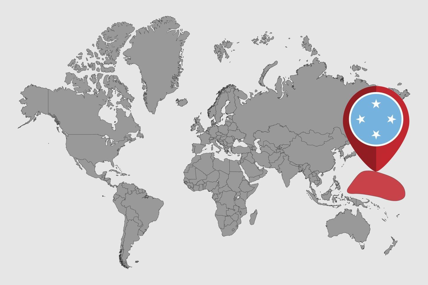 speldkaart met de vlag van micronesië op wereldkaart. vectorillustratie. vector