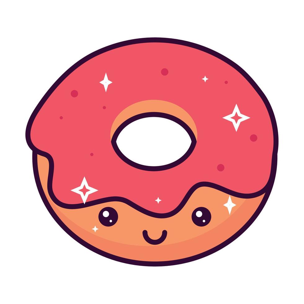 kawaii toetje donut vector