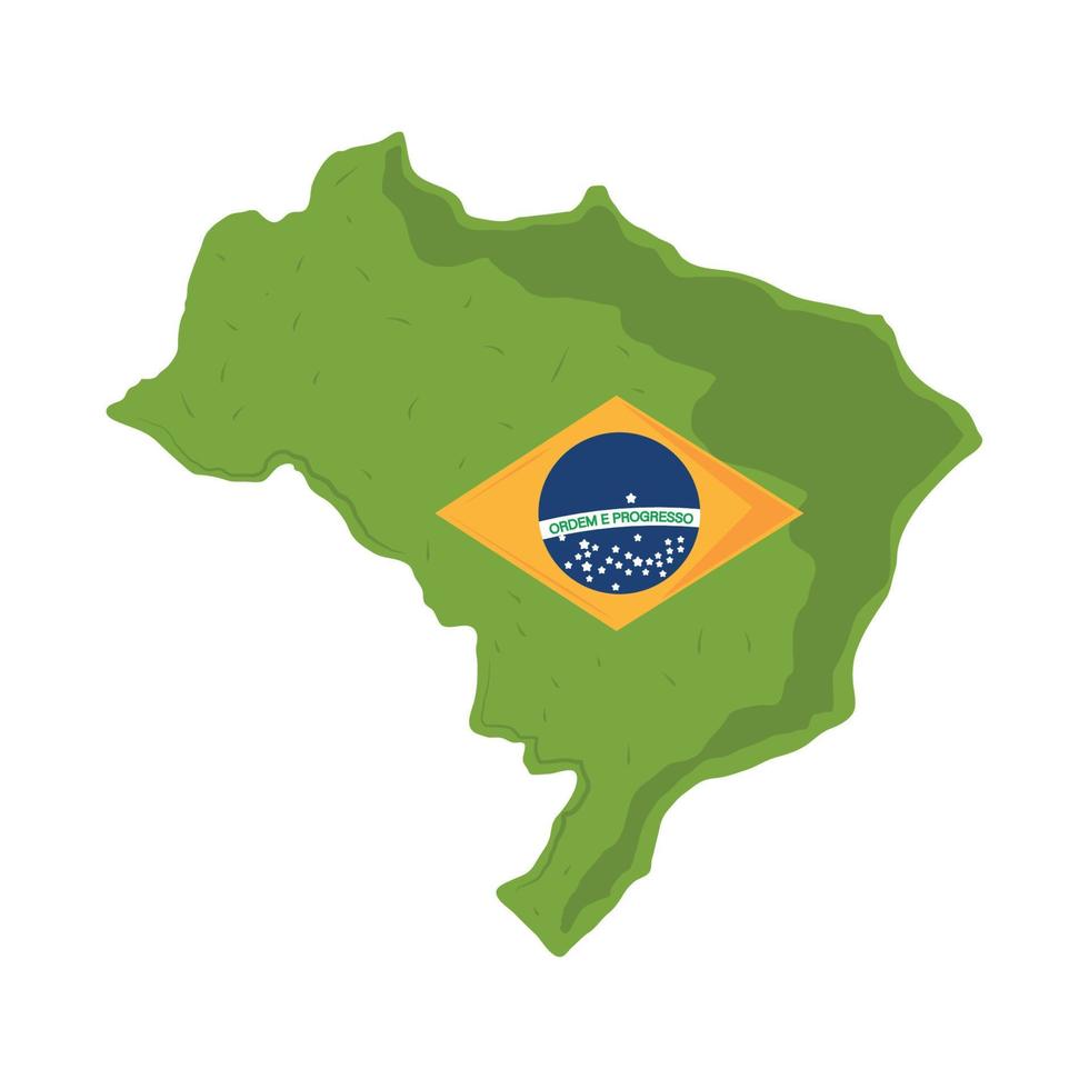 kaart van brazilië en vlag vector