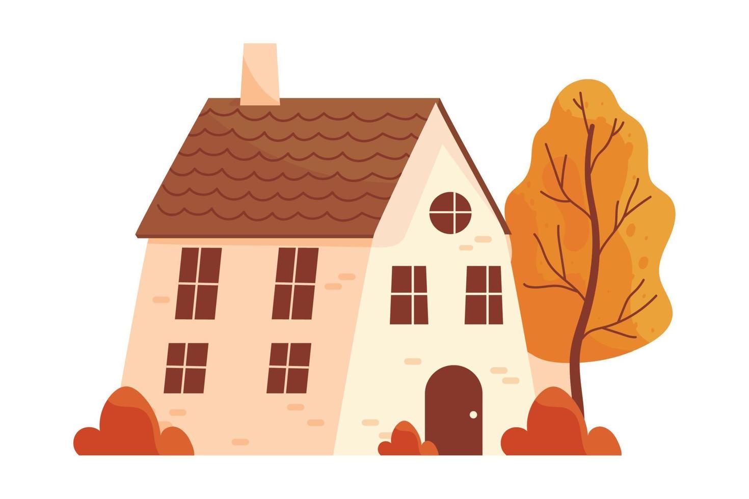 huis en herfst- boom vector