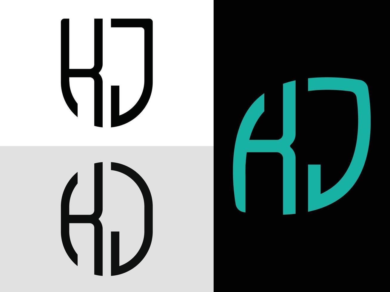 creatief eerste brieven kj logo ontwerpen bundel. vector