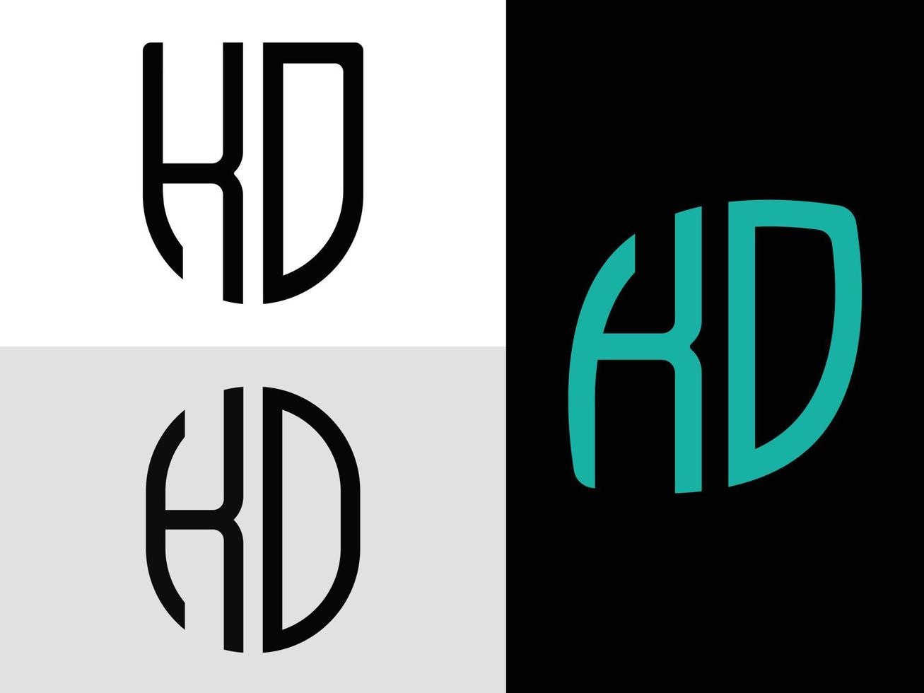 creatief eerste brieven kd logo ontwerpen bundel. vector