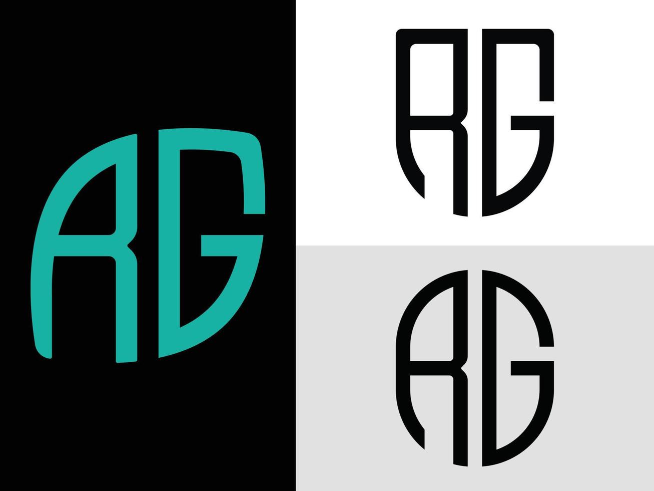 creatief eerste brieven rg logo ontwerpen bundel. vector