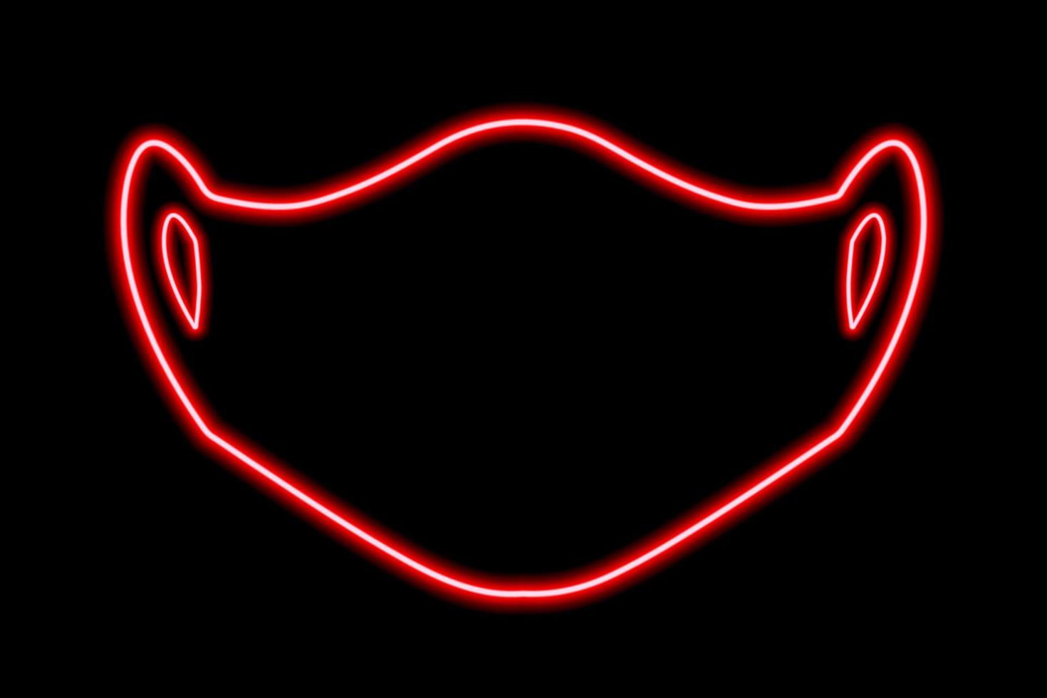 de silhouet van een medisch masker Aan een zwart achtergrond. rood lijn in neon stijl vector