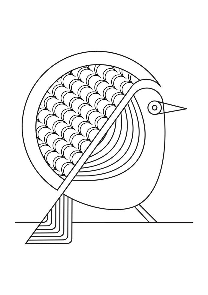 minimalistische lijn kunst van vogel en abstract patronen. vector