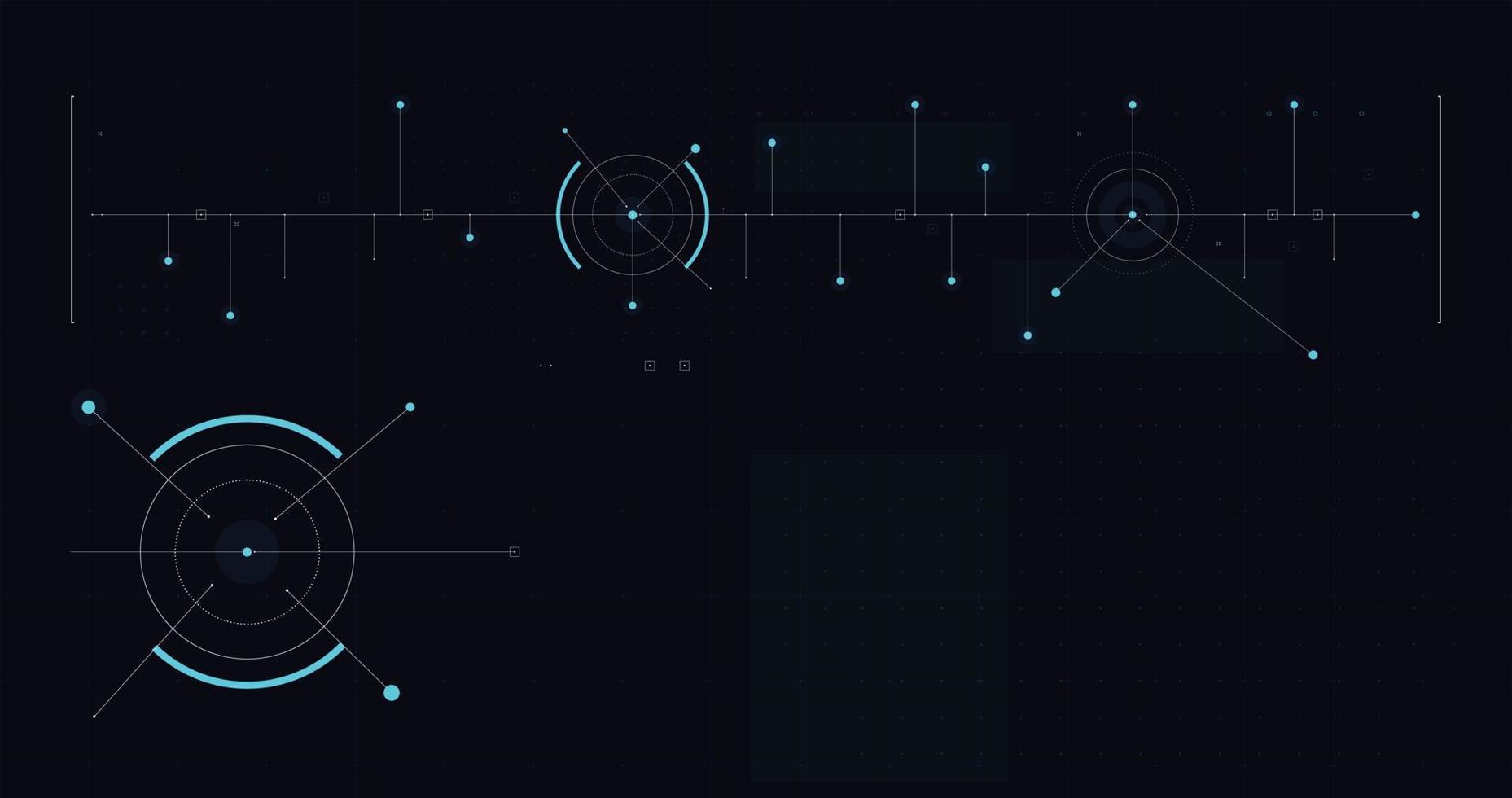 hud fui-sjabloon voor breedbeeld zonder tekst, futuristische ontwerpelementen. hud focus elementen. scifi-ontwerp. fui-verzameling, militair collimator zicht, vector hud set