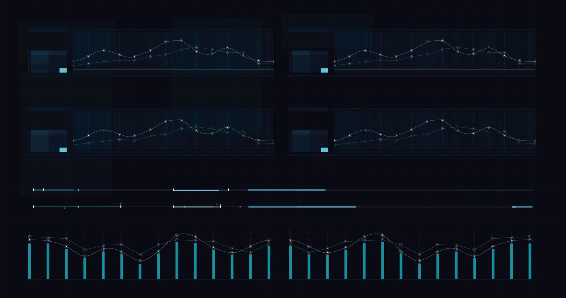 hud fui-sjabloon voor breedbeeld zonder tekst, futuristische ontwerpelementen. hud focus elementen. scifi-ontwerp. fui-verzameling, militair collimator zicht, vector hud set