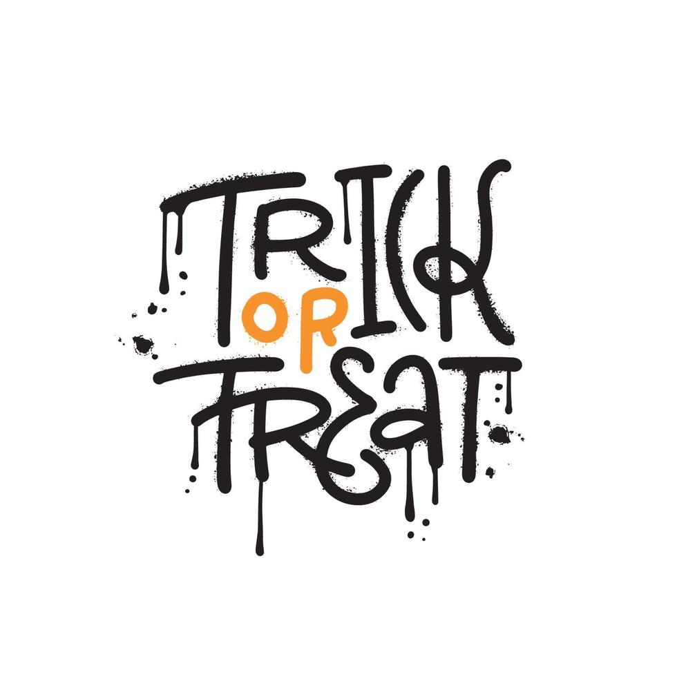 truc of traktatie - yrnab graffiti belettering voor halloween t overhemd ontwerp in grunge straat kunst stijl. getextureerde vector illustratie voor kleren, groet kaart, poster, en mok ontwerp.