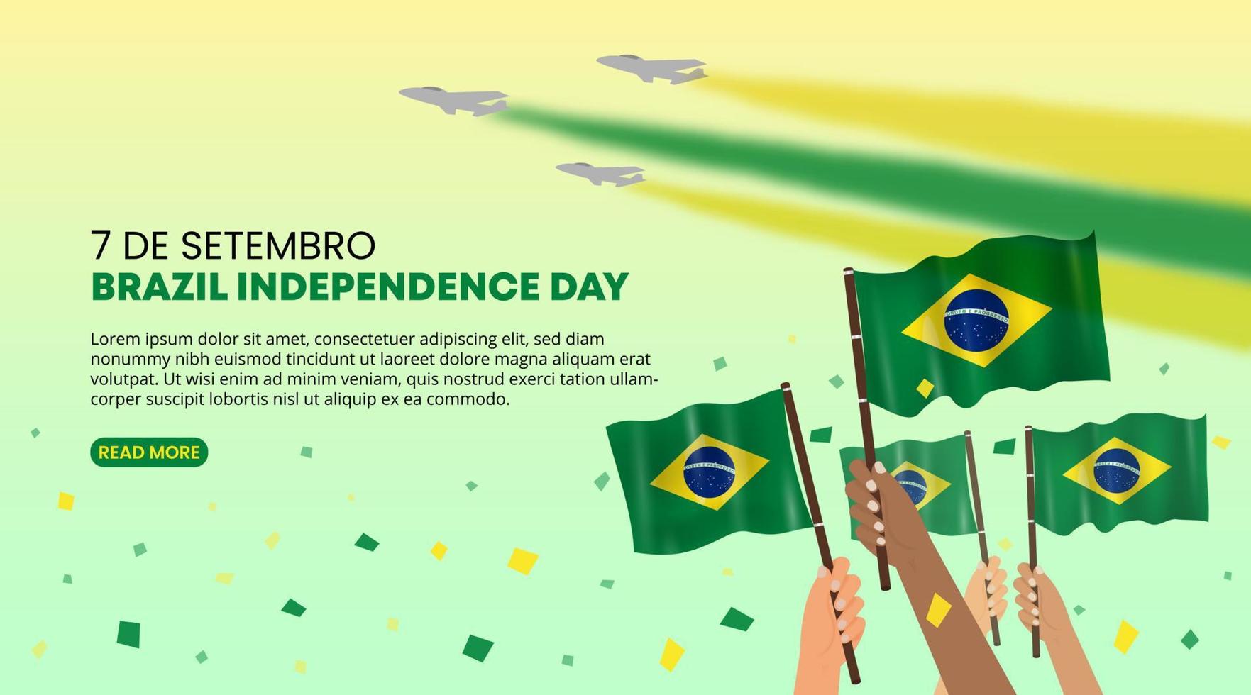 7 de Setembro Brazilië onafhankelijkheid dag achtergrond met golvend vlaggen vector