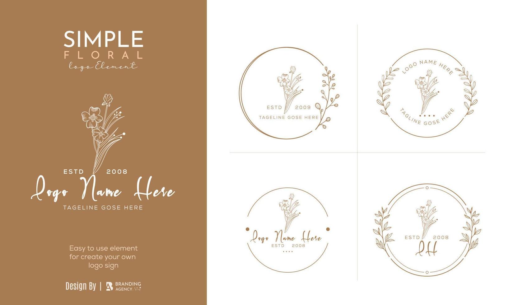 botanische bloemen element hand getekende logo met wilde bloemen en bladeren. logo voor spa en schoonheidssalon, boetiek, biologische winkel, bruiloft, floral designer, interieur, fotografie, cosmetica. vector