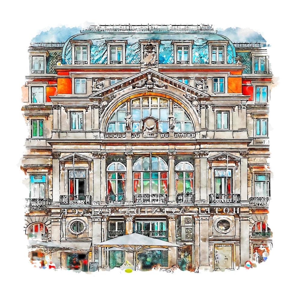 Lissabon Portugal aquarel schets hand getekende illustratie vector