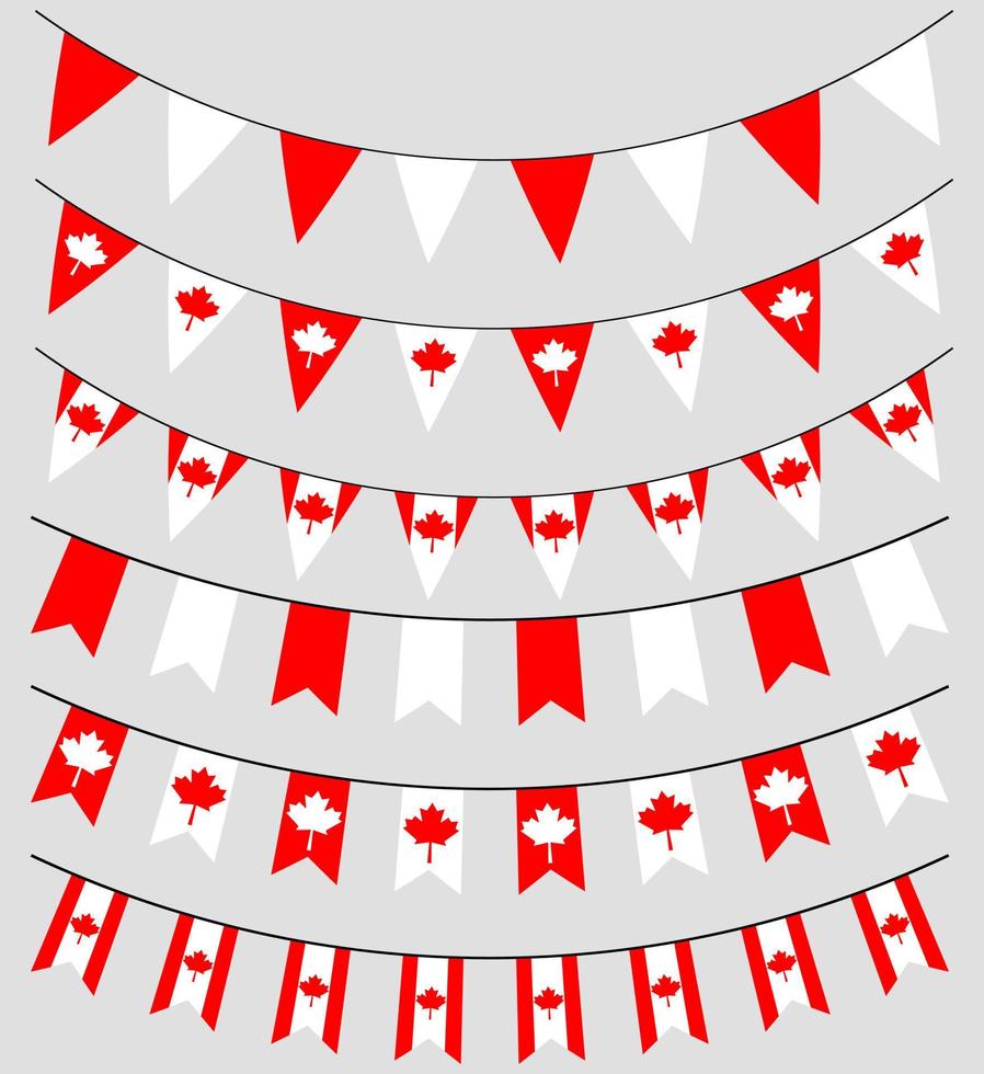 Canada decoratie slinger reeks in traditioneel kleuren. slinger van nationaal Canadees vlaggen. symbool van Canada. vector