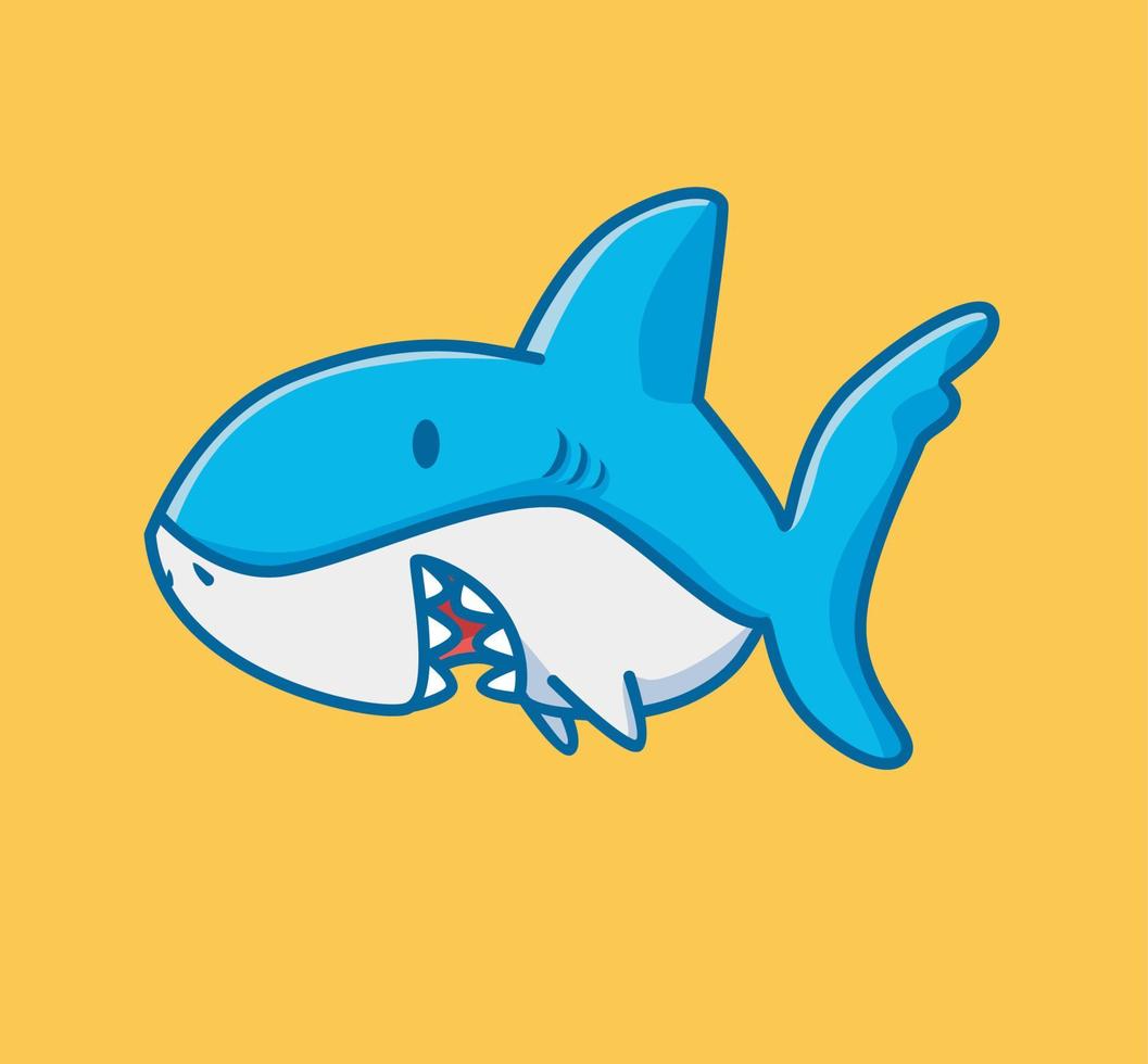 schattig haai onderwater. tekenfilm dier natuur concept geïsoleerd illustratie. vlak stijl geschikt voor sticker icoon ontwerp premie logo vector. mascotte karakter vector