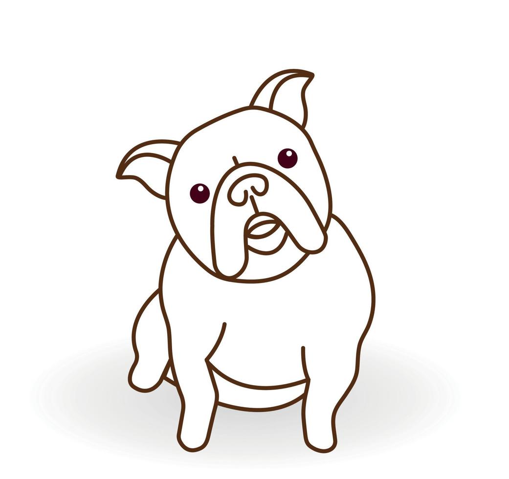 Frans bulldog of frenchie zittend in vol gezicht. grappig hond ras icoon geïsoleerd Aan wit achtergrond. lineair vector bewerkbare illustratie
