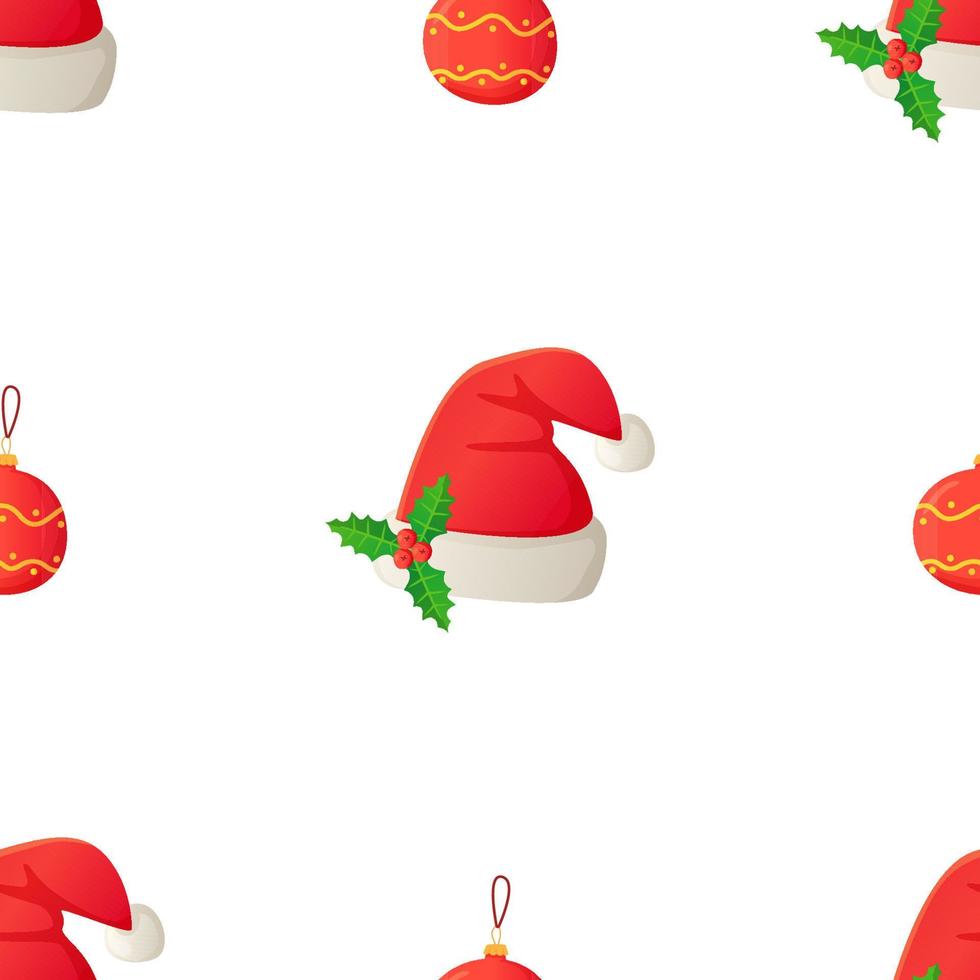 nieuw jaar patroon van Kerstmis hoed in tekenfilm stijl vector