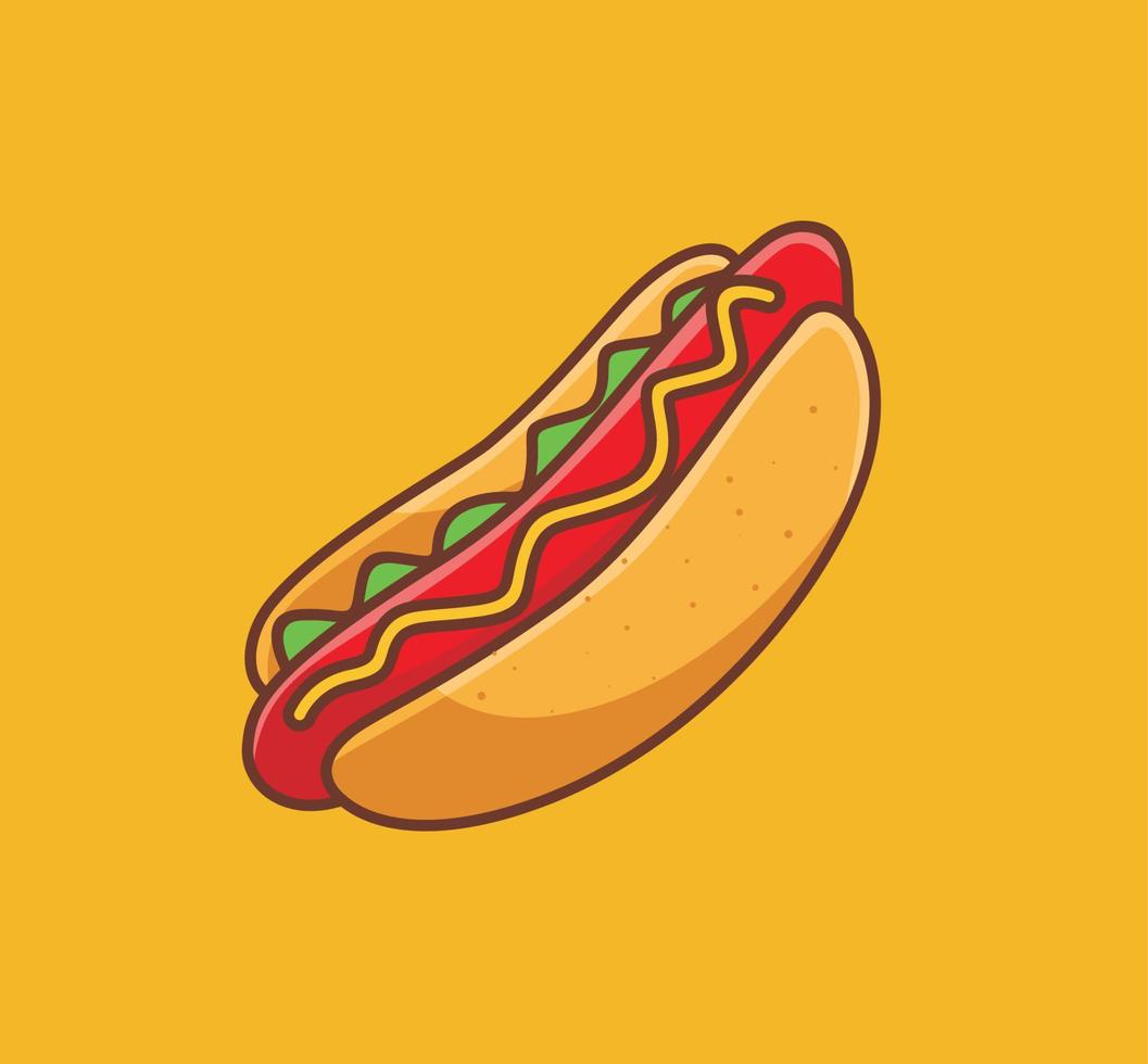schattig groente hotdog maaltijd. tekenfilm voedsel concept geïsoleerd illustratie. vlak tekenfilm stijl geschikt voor sticker icoon ontwerp premie logo vector