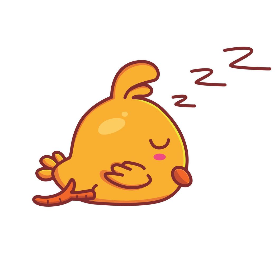 schattig kuiken slapen moe. dier tekenfilm geïsoleerd vlak stijl sticker web ontwerp icoon illustratie premie vector logo mascotte karakter
