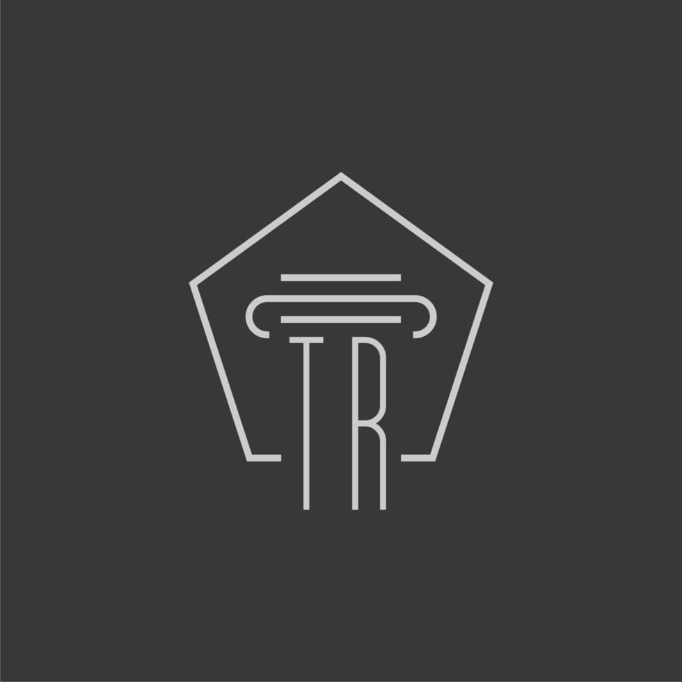 eerste monogram tr met monoline pijler logo ontwerp vector
