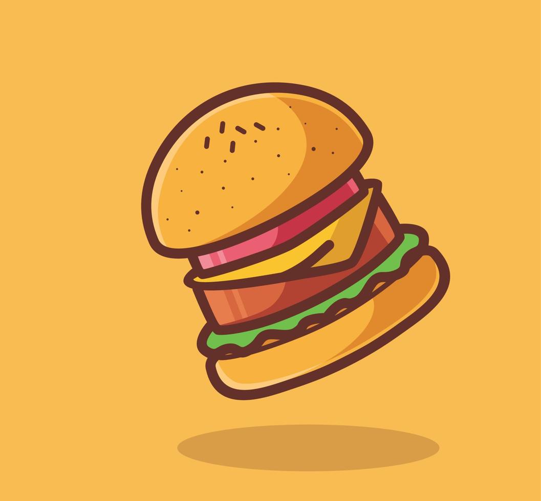 schattig groot hamburger maat. tekenfilm voedsel concept geïsoleerd illustratie. vlak tekenfilm stijl geschikt voor sticker icoon ontwerp premie logo vector