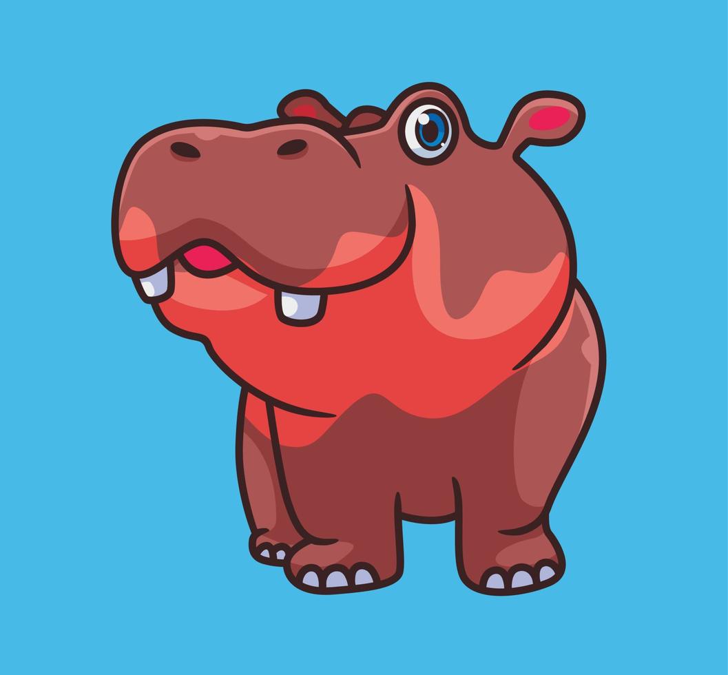 schattig zoet nijlpaard. geïsoleerd tekenfilm dier illustratie. vlak stijl sticker icoon ontwerp premie logo vector. mascotte karakter vector