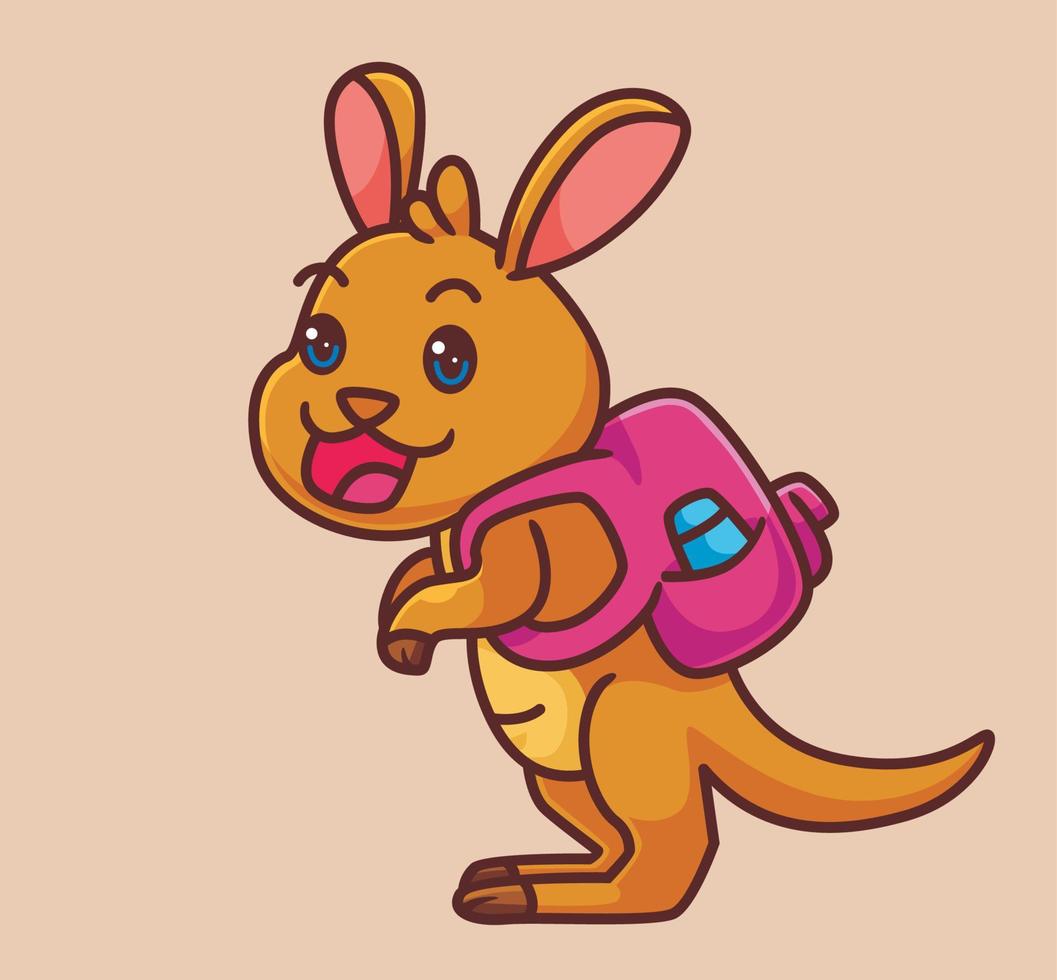 schattig tekenfilm kangoeroe Gaan naar school. geïsoleerd tekenfilm dier illustratie vector