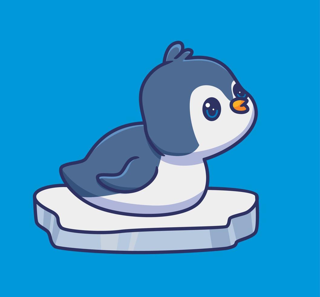 schattig pinguïn het schaatsen Aan ijs. geïsoleerd tekenfilm dier illustratie. vlak stijl sticker icoon ontwerp premie logo vector. mascotte karakter vector