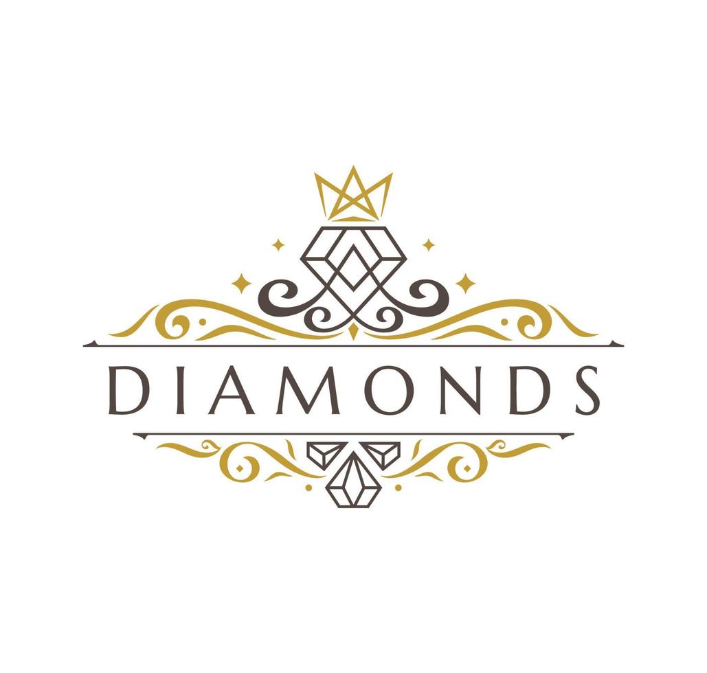 luxe schijnend diamant logo ontwerp vector