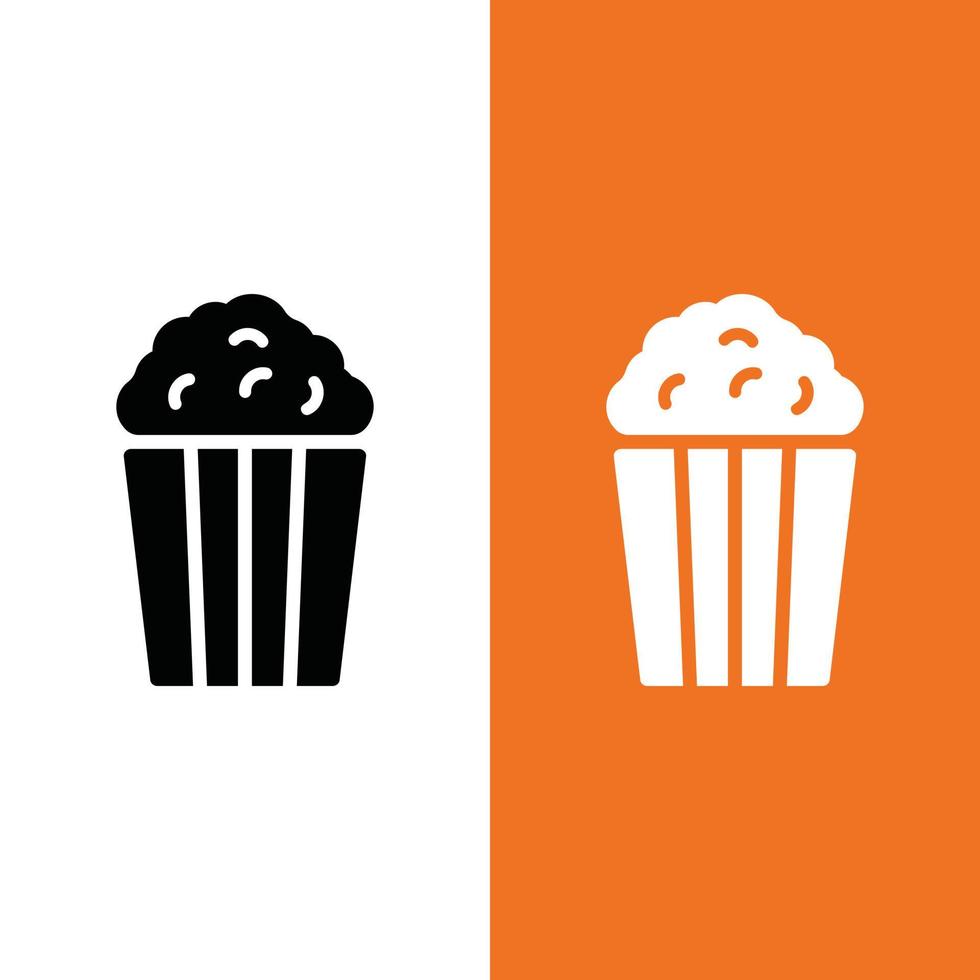 popcorn vector icoon logo in glyph stijl