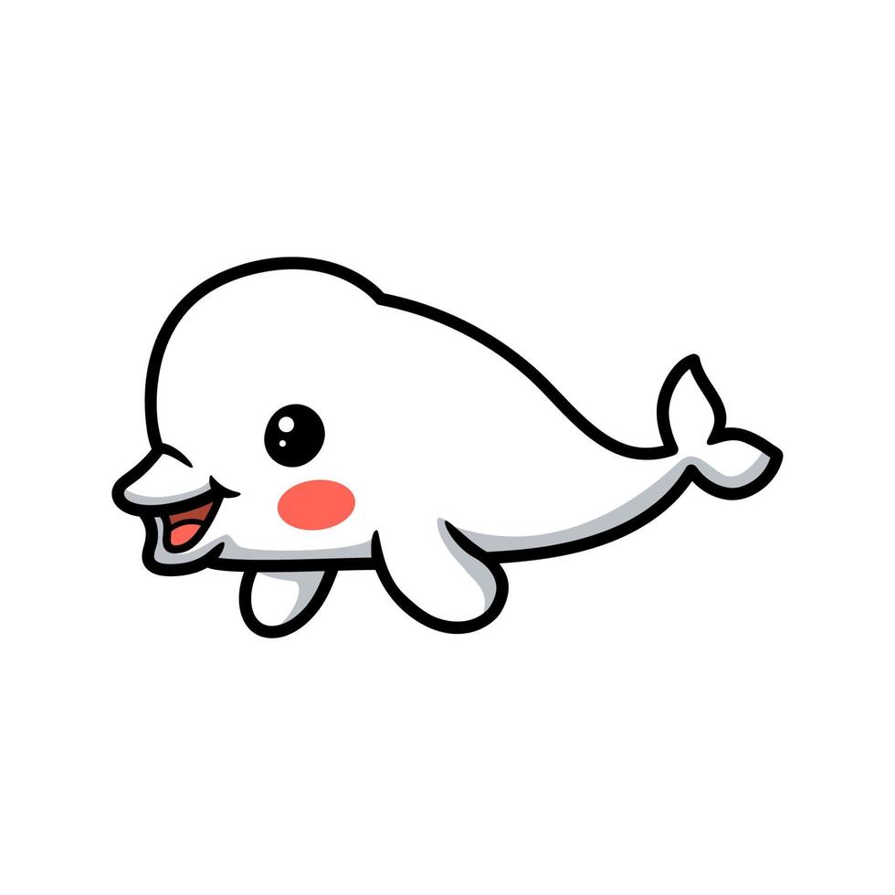 schattig weinig beluga walvis tekenfilm vector