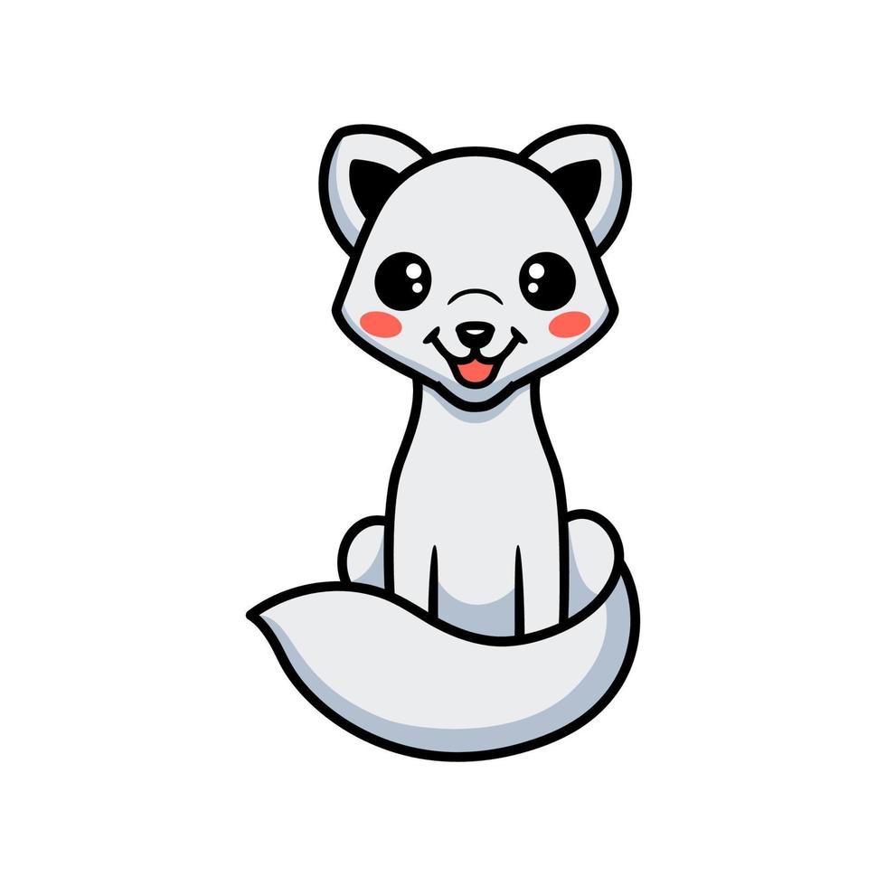 schattig weinig arctisch vos tekenfilm vector